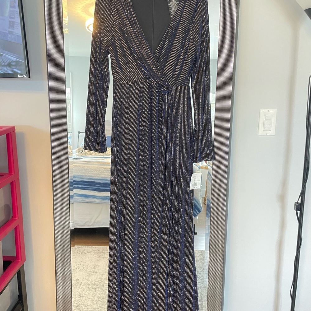 Elegant Navy and Gold Women's Dress NWT
